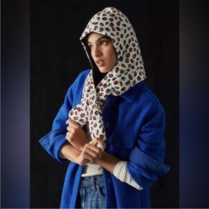 Anthropologie Leopard Print puff hood in Red, Black, and Blue